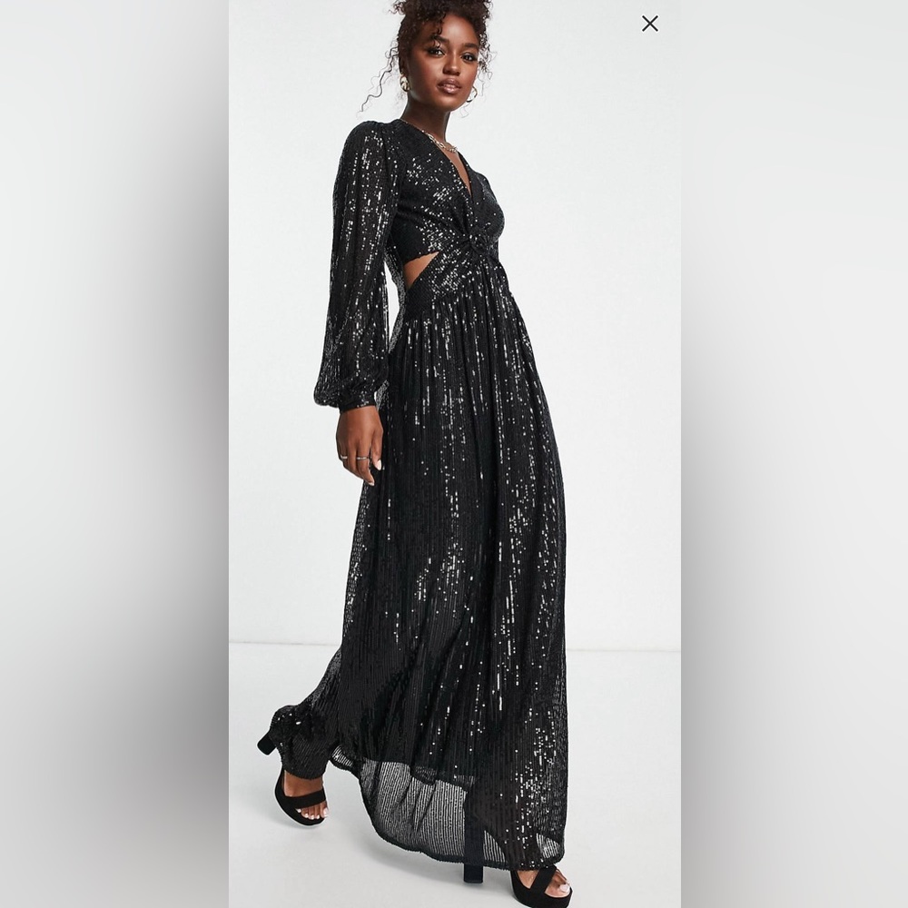 Cut-Out Sequin Maxi Dress